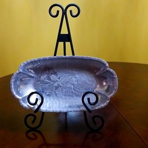 FARBERWARE BERRIES BUDS N LEAVES DISH STAMPED BKLY ALUMINUM